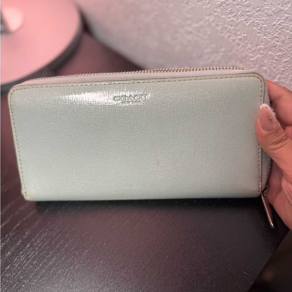 Coach Mint Green Zip-Around Wallet